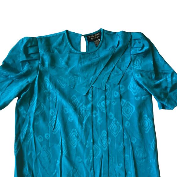 Vintage Blue Avant Garde 80s Dress - Picture 4 of 6